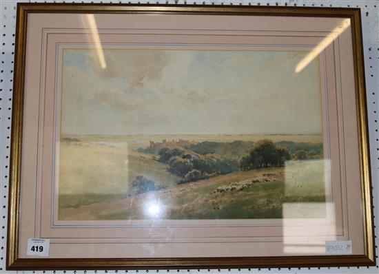 Arthur Gerald Ackerman watercolour Arundel Castle from the Downs(-)